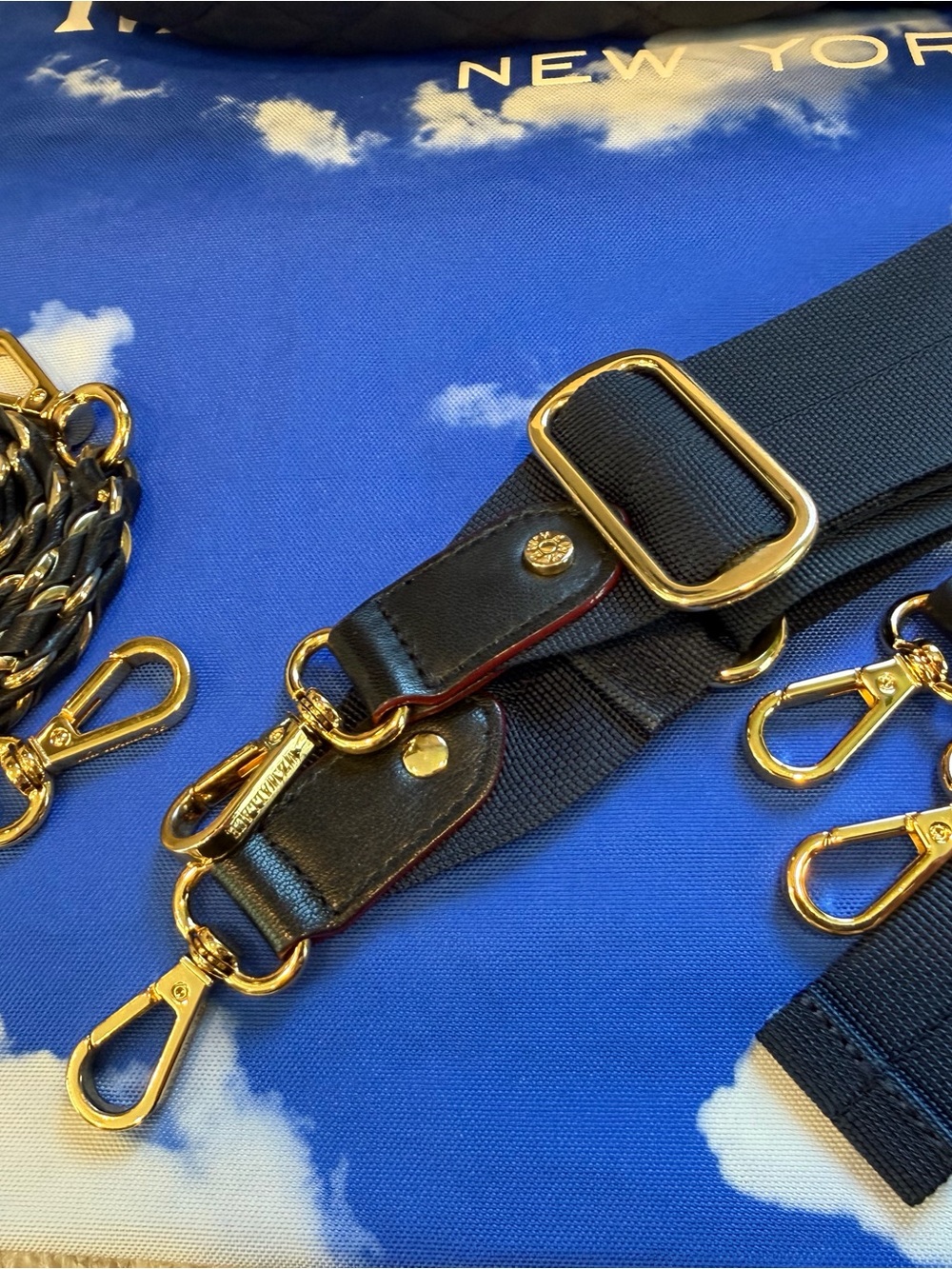 MZ WALLACE Crosby Swing Crossbody Navy with Gold Hardware - Picture 3 of 7